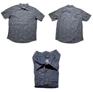 Club Ride Marble Snap Denim Chambray Western Shirt Mens L Short Sleeve EUC